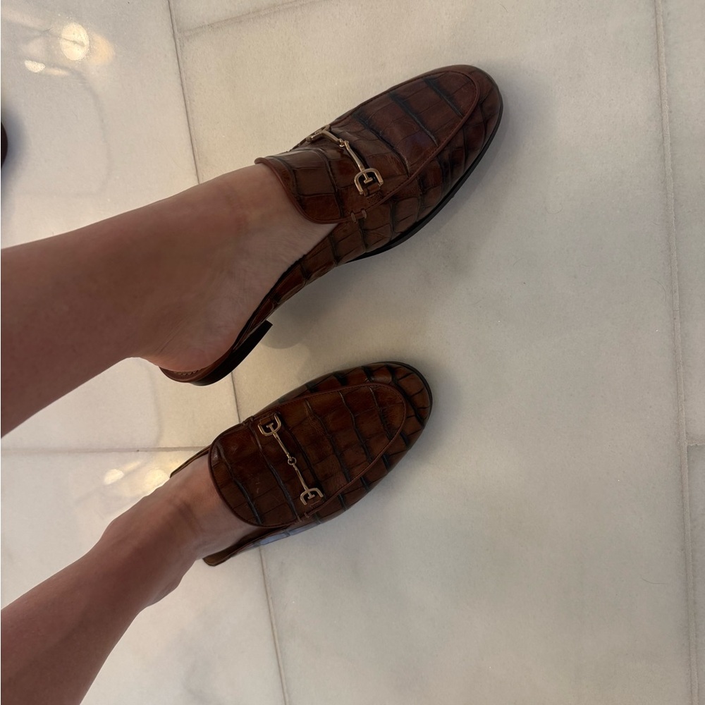 Sam Edelman Brown Crocodile Pattern Women’s Slide Loafer 8.5 - Picture 4 of 6